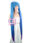 Vocaloid Hatsune Miku Straight Blue Mixed Purple Anime Cosplay Wig + Ponytails CM228