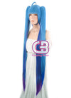 Vocaloid Hatsune Miku Straight Blue Mixed Purple Anime Cosplay Wig + Ponytails CM228