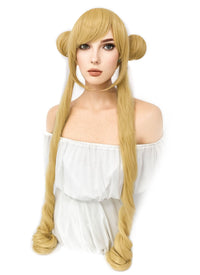 Sailormoon Tsukino Usagi Wavy Blonde Anime Cosplay Wig + Ponytails CM244