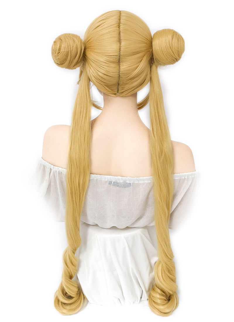 Sailormoon Tsukino Usagi Wavy Blonde Anime Cosplay Wig + Ponytails CM244