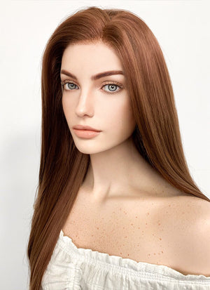Long Straight Chestnut Brown Lace Front Synthetic Hair Wig LF005