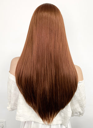 Long Straight Chestnut Brown Lace Front Synthetic Hair Wig LF005