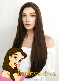 Disney Beauty and the Beast Belle Long Straight Brown Lace Front Synthetic Hair Wig LF006