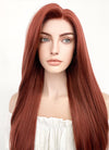 Long Straight Reddish Brown Lace Front Synthetic Hair Wig LF009