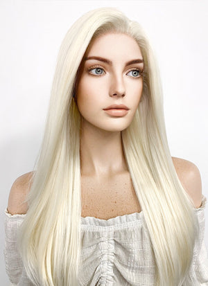 Long Straight Light Blonde Lace Front Synthetic Hair Wig LF010