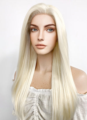 Long Straight Light Blonde Lace Front Synthetic Hair Wig LF010