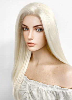 Long Straight Platinum Blonde Lace Front Synthetic Hair Wig LW150D