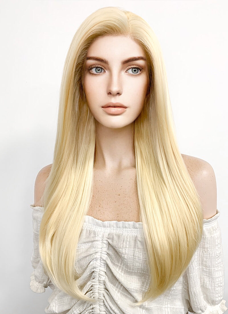 Long Straight Blonde Lace Front Synthetic Hair Wig LF012