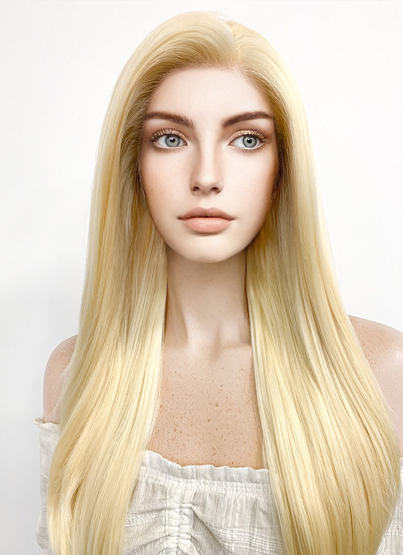 Long Straight Blonde Lace Front Synthetic Hair Wig LF012