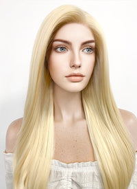 Long Straight Blonde Lace Front Synthetic Hair Wig LF012