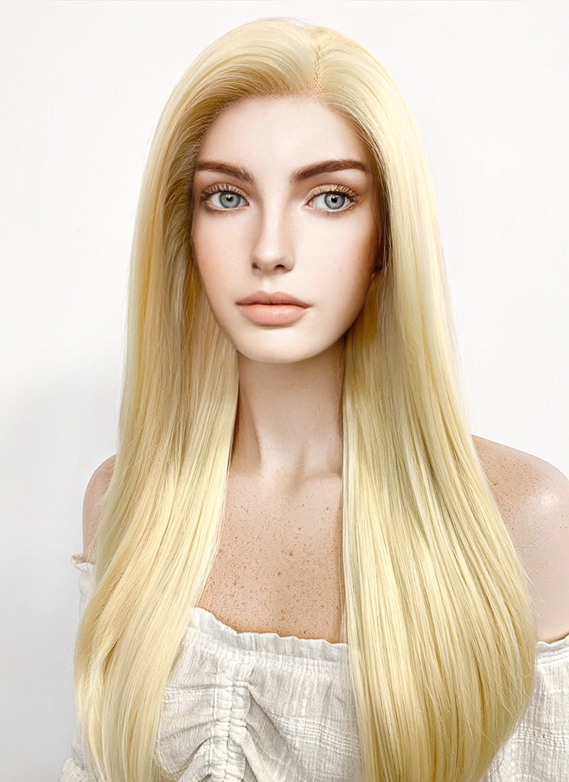 Long Straight Blonde Lace Front Synthetic Hair Wig LF012