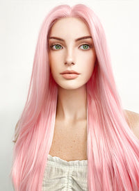 Naruto Haruno Sakura Long Straight Pink Pastel Lace Front Synthetic Hair Wig LF026A