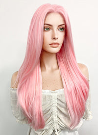 Naruto Haruno Sakura Long Straight Pink Pastel Lace Front Synthetic Hair Wig LF026A