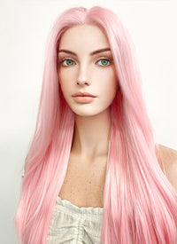 Naruto Haruno Sakura Long Straight Pink Pastel Lace Front Synthetic Hair Wig LF026A