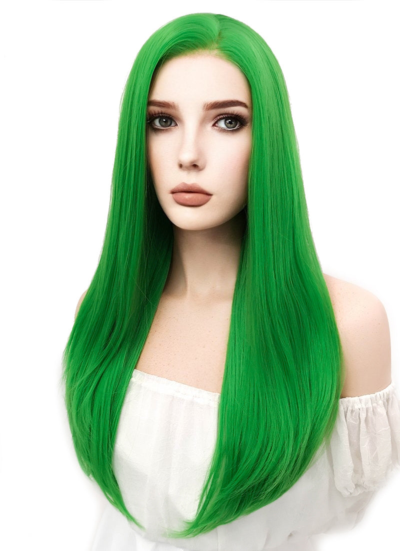 Long Straight Green Lace Front Synthetic Hair Wig LF031 - CosplayBuzz