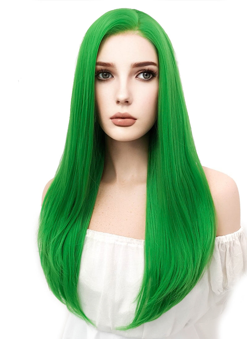 Long Straight Green Lace Front Synthetic Hair Wig LF031