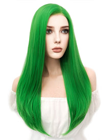 Long Straight Green Lace Front Synthetic Hair Wig LF031