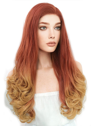 Aloy Horizon Zero Dawn Cosplay Reddish Orange Mixed Yellow Blonde Lace Front Wig LF085H