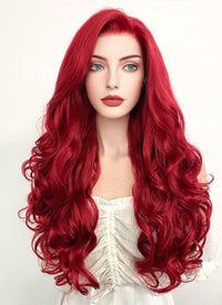 Disney The Little Mermaid Ariel Long Wavy Red Lace Front Synthetic Hair Wig LF085