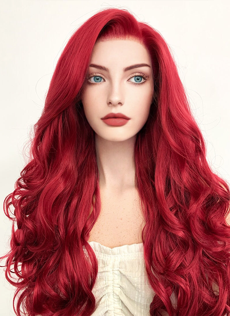 Disney The Little Mermaid Ariel Long Wavy Red Lace Front Synthetic Hair Wig LF085