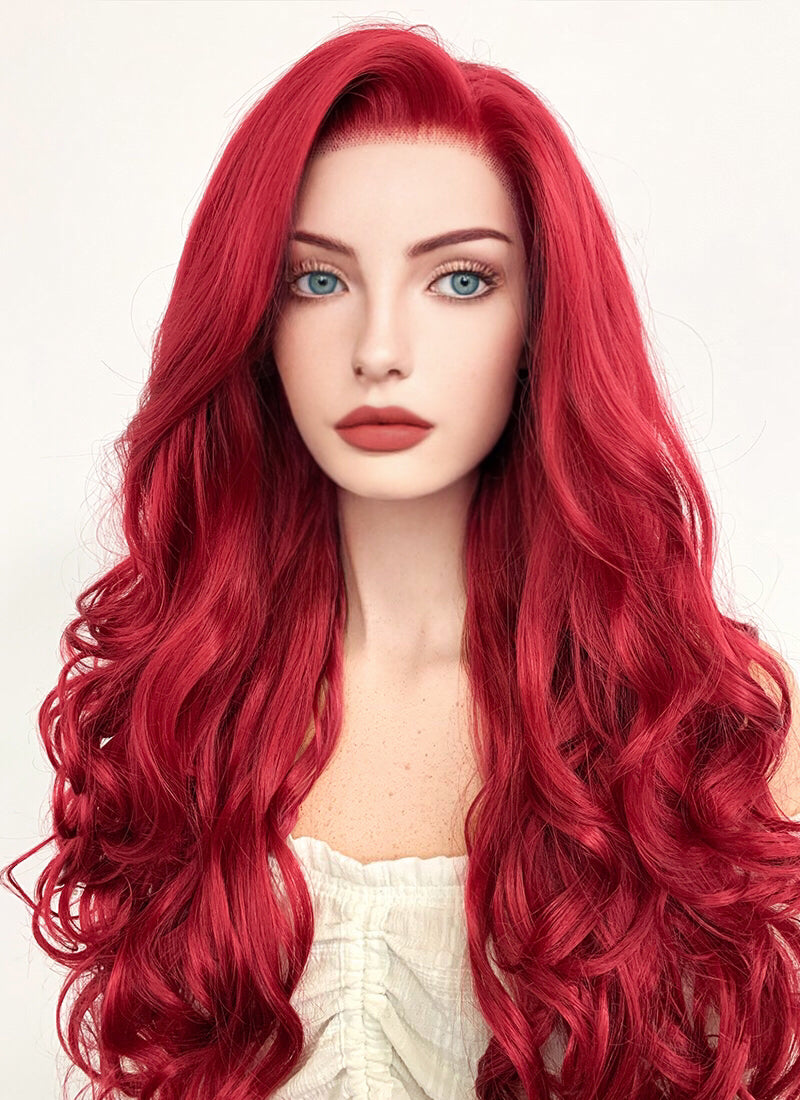 Disney The Little Mermaid Ariel Long Wavy Red Lace Front Synthetic Hair Wig LF085