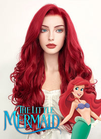 Disney The Little Mermaid Ariel Long Wavy Red Lace Front Synthetic Hair Wig LF085