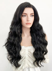Long Wavy Natural Black Lace Front Synthetic Hair Wig LF095