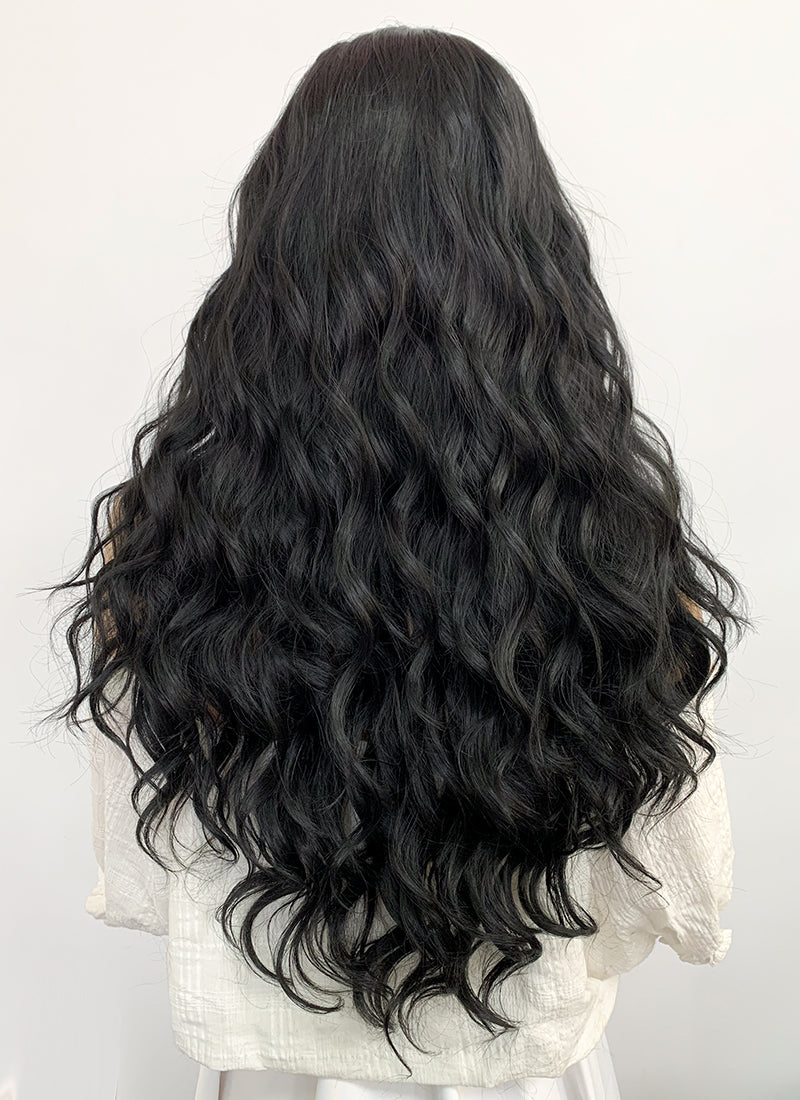 Long Wavy Natural Black Lace Front Synthetic Hair Wig LF095