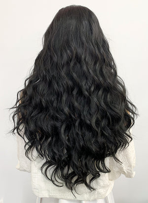 Long Wavy Natural Black Lace Front Synthetic Hair Wig LF095