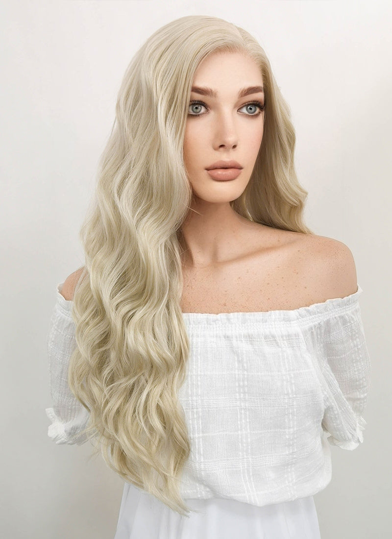 Game of Thrones Daenerys Targaryen Long Curly Light Ash Blonde Lace Front Synthetic Hair Wig LF101