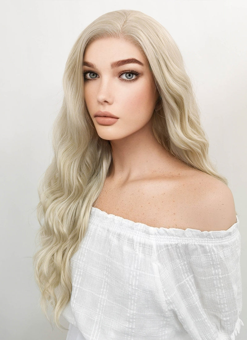 Game of Thrones Daenerys Targaryen Long Curly Light Ash Blonde Lace Front Synthetic Hair Wig LF101