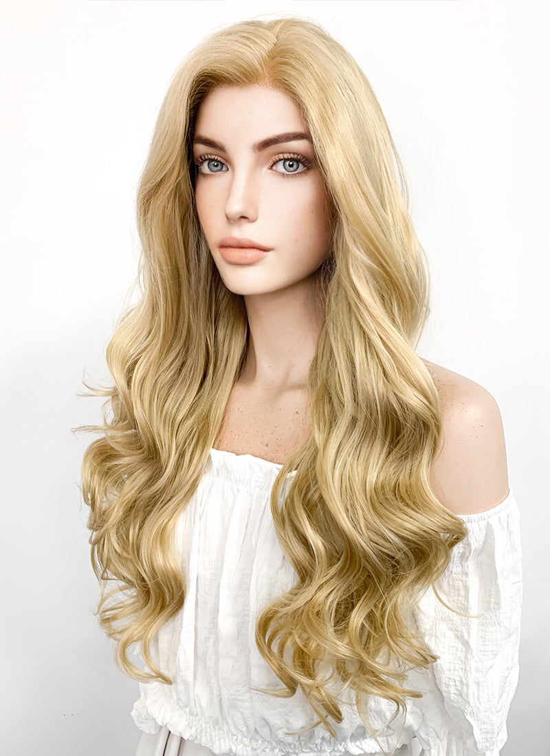 Long Wavy Golden Blonde Lace Front Synthetic Hair Wig LF119