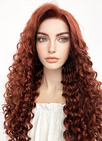 Long Curly Auburn Lace Front Synthetic Hair Wig LF1308