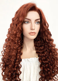 Long Curly Auburn Lace Front Synthetic Hair Wig LF1308