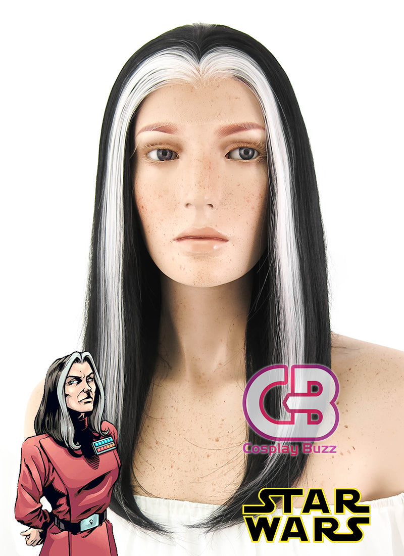 Star Wars Ysanne Isard Short Straight Black Mixed White Lace Front Synthetic Hair Wig LF1605 - CosplayBuzz