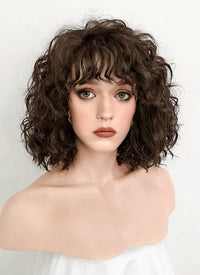 Stranger Things Nancy Wheeler Spiral Curly Brunette Lace Front Synthetic Hair Wig LF169A