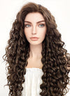 Long Spiral Dark Mixed Brown Lace Front Synthetic Hair Wig LF169