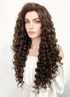 Long Spiral Dark Mixed Brown Lace Front Synthetic Hair Wig LF169