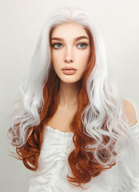 Marvel X-Men Rogue Long Wavy White Auburn Mixed Lace Front Synthetic Hair Wig LF1703