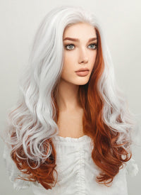 Marvel X-Men Rogue Long Wavy White Auburn Mixed Lace Front Synthetic Hair Wig LF1703