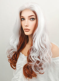 Marvel X-Men Rogue Long Wavy White Auburn Mixed Lace Front Synthetic Hair Wig LF1703