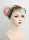 Birds of Prey Harley Quinn Wavy Blonde Pink Blue Ponytail With Brown Roots Lace Front Synthetic Wig LF1744