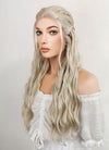 Game of Thrones Daenerys Targaryen Long Curly Light Ash Blonde Braided Lace Front Synthetic Wig LF2017