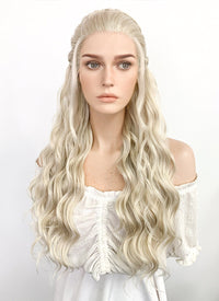 Game of Thrones Daenerys Targaryen Long Light Ash Blonde Braided Lace Front Synthetic Wig LF2021