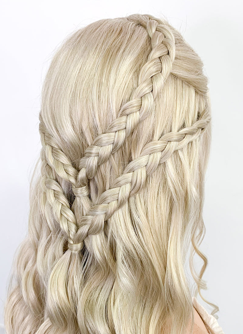 Game of Thrones Daenerys Targaryen Long Light Ash Blonde Braided Lace Front Synthetic Wig LF2021