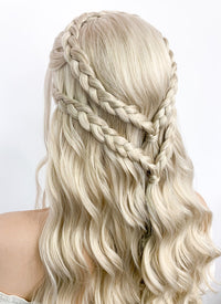 Game of Thrones Daenerys Targaryen Long Light Ash Blonde Braided Lace Front Synthetic Wig LF2021