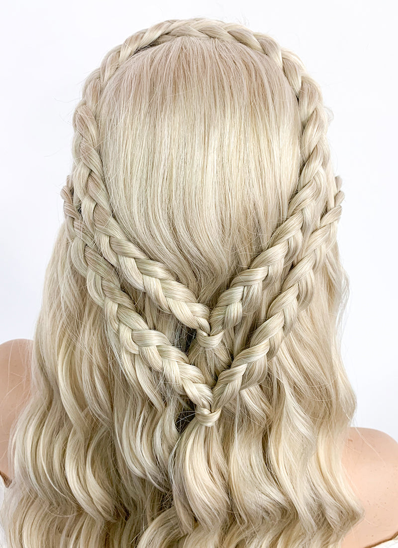 Game of Thrones Daenerys Targaryen Long Light Ash Blonde Braided Lace Front Synthetic Wig LF2021