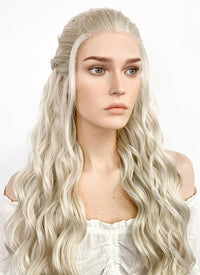 Game of Thrones Daenerys Targaryen Long Light Ash Blonde Braided Lace Front Synthetic Wig LF2021