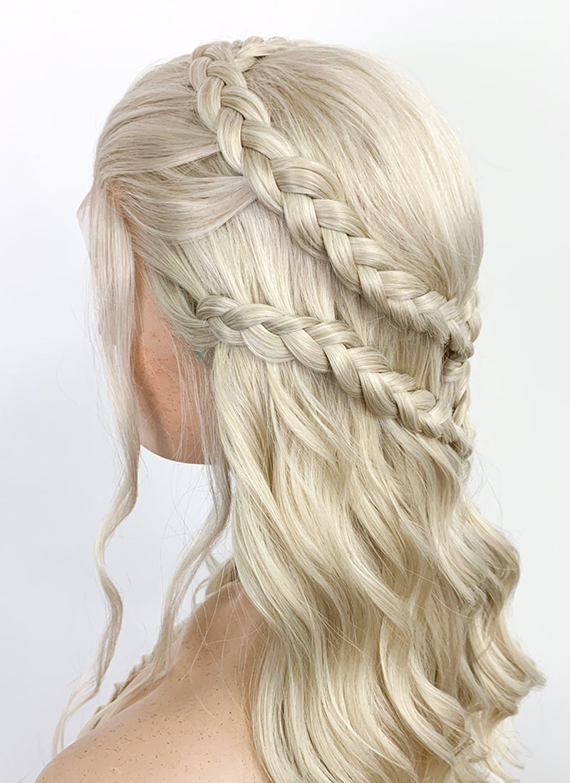 Game of Thrones Daenerys Targaryen Long Light Ash Blonde Braided Lace Front Synthetic Wig LF2021