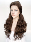 Disney Beauty and the Beast Belle Long Wavy Dark Brown Braided Lace Front Synthetic Hair Wig LF2028